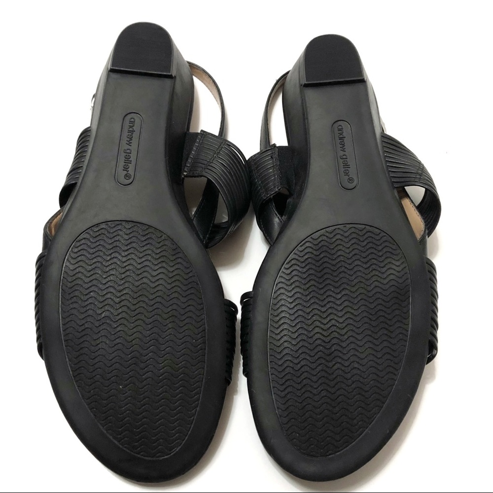 Andrew Geller Heads Up Sandals Black Small Wedge Strappy Size 9.5 - Picture 6 of 8